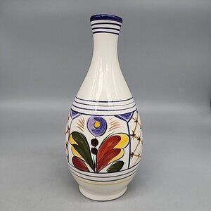 Talavera Tabletop Unlimited pottery vase 7.25" Hand Painted Flowers